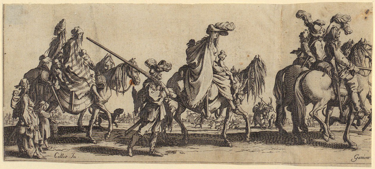 Bohemiści [wędrowcy] w drodze autorstwa Jacques Callot