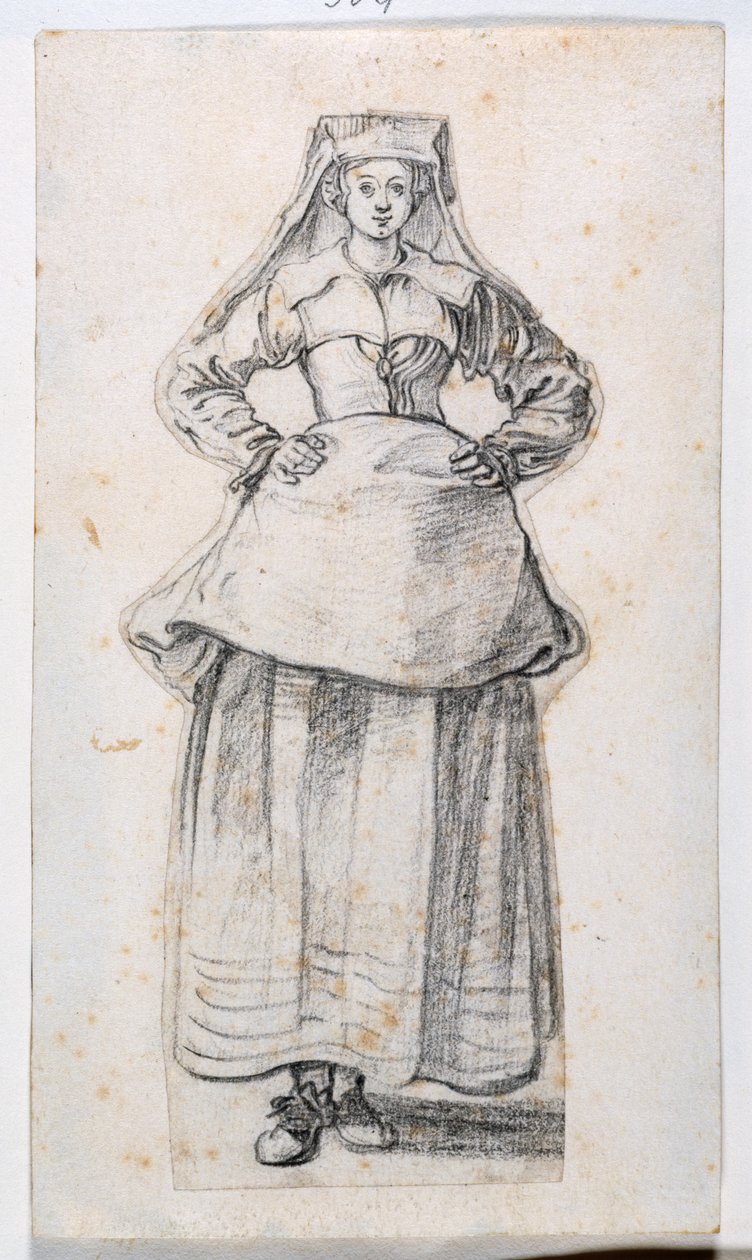 Bourgeoises Dans Differentes Attitudes, z Prints Album 21, nr 304 (kreda na papierze) autorstwa Jacques Callot