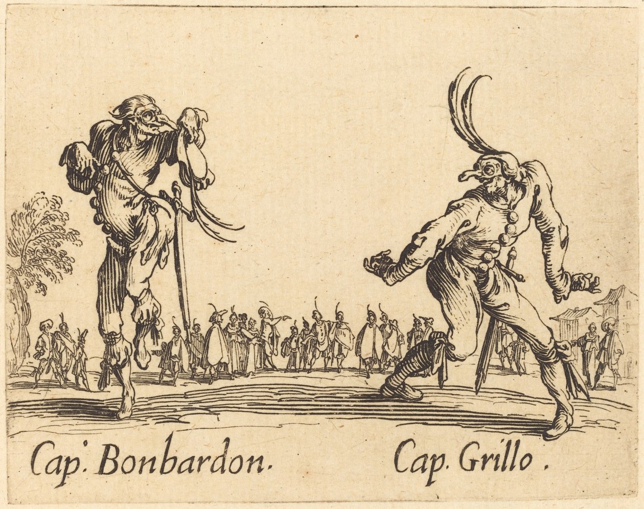 Facet. Bonbardon i Cap. Krykiet autorstwa Jacques Callot