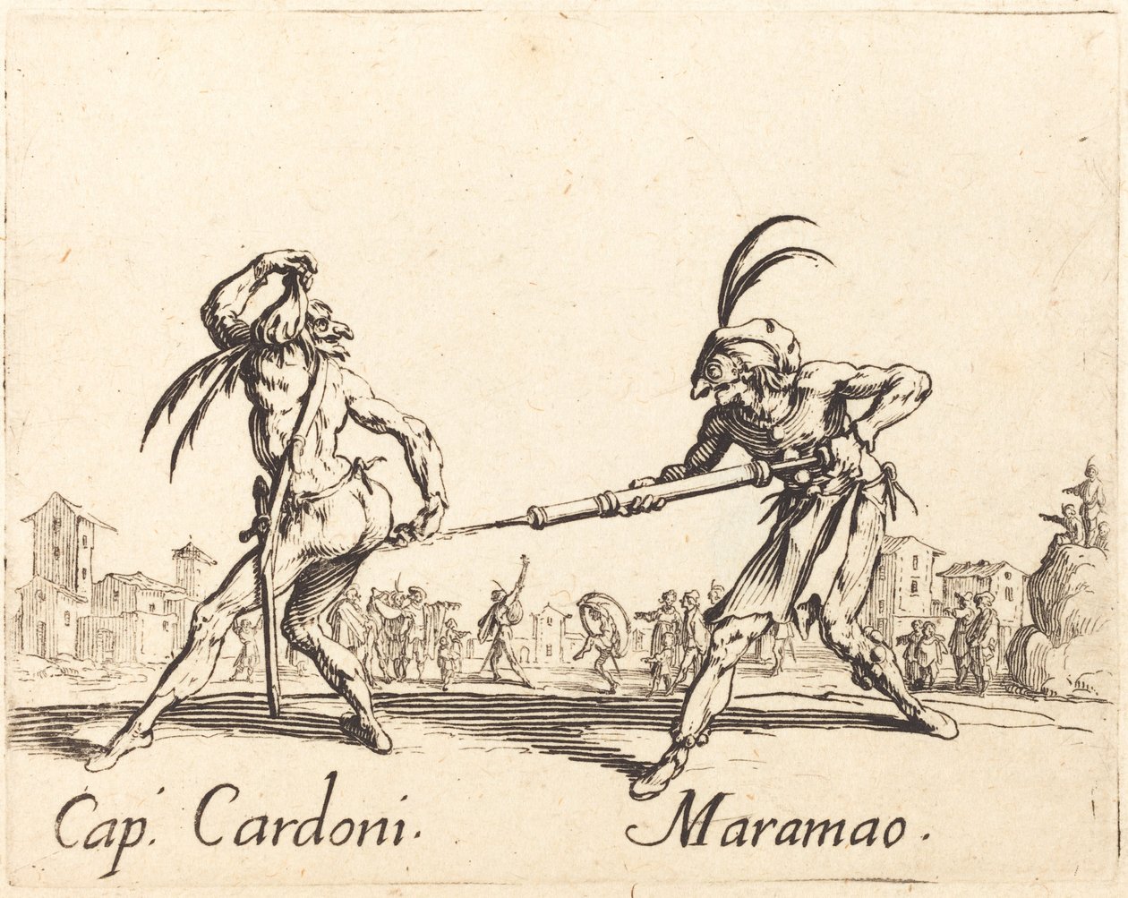 Czapka. Cardoni i Maramao, około. 1622. autorstwa Jacques Callot