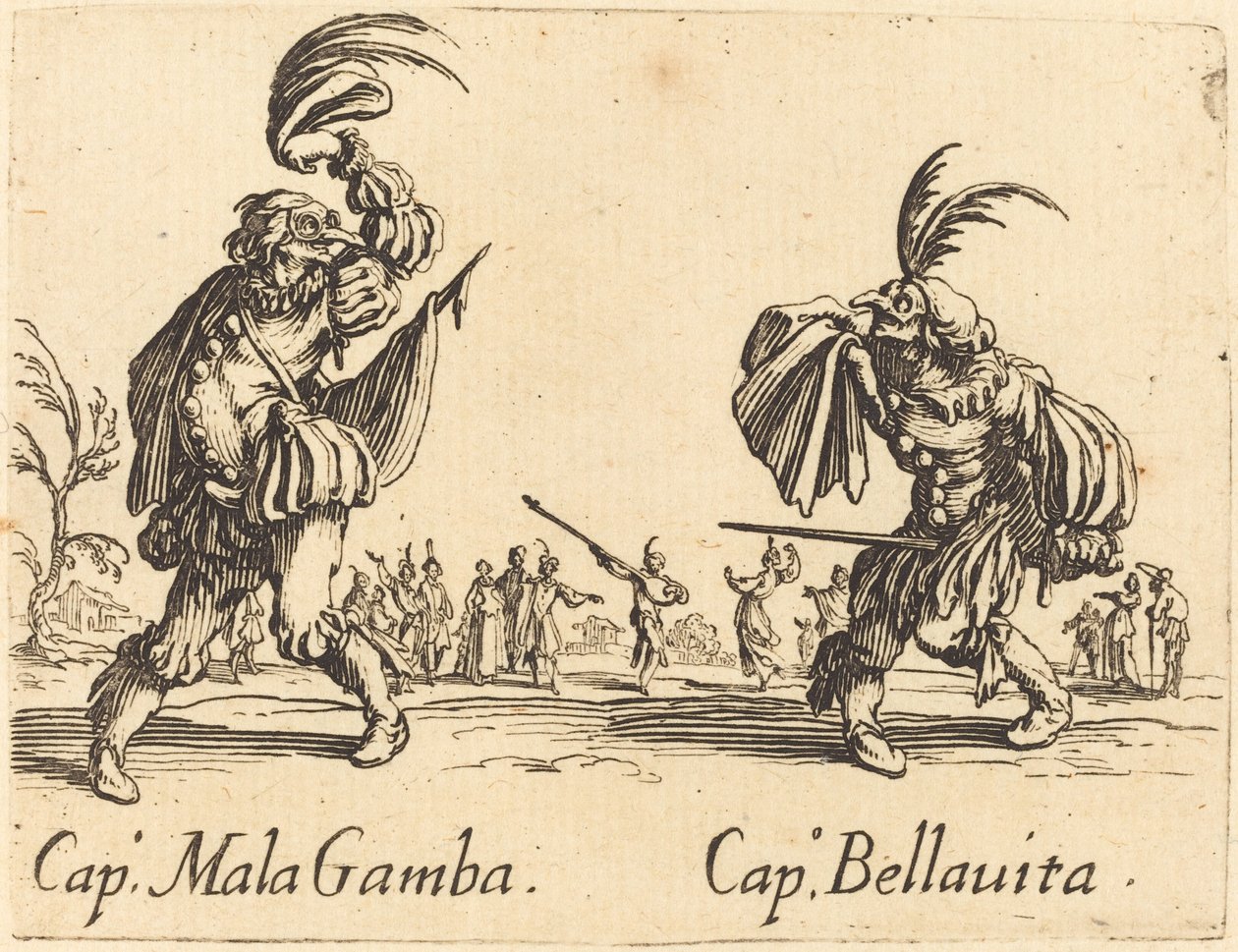 Czapka Mala Gamba i Czapka Bellavita autorstwa Jacques Callot