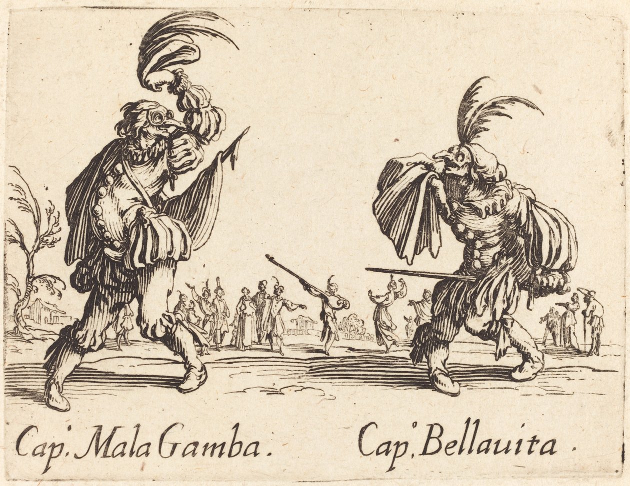 Kapitan Mala Gamba i Kapitan Bellavita autorstwa Jacques Callot