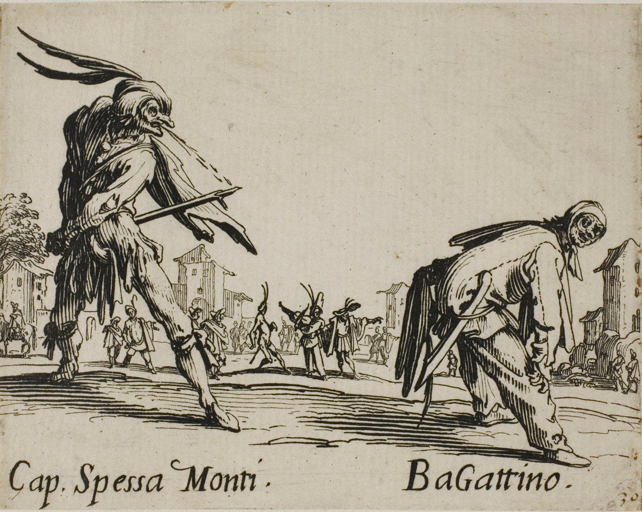 Capitan Spessa Monti - Begattino, płyta 10 z Balli di Sfessania autorstwa Jacques Callot