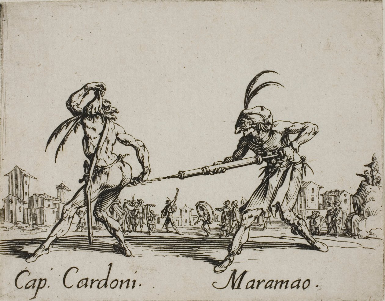Kapitan Cardoni - Maramao, płyta 22 z Balli di Sfessania autorstwa Jacques Callot