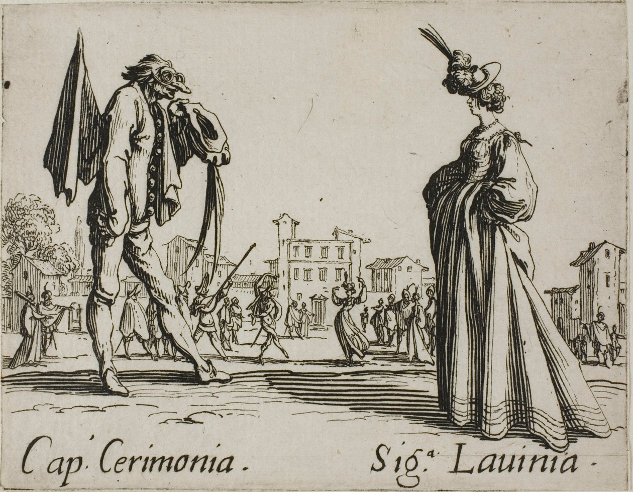 Ceremonia kapitańska - Lady Lavinia, płyta 3 z Balli di Sfessania autorstwa Jacques Callot