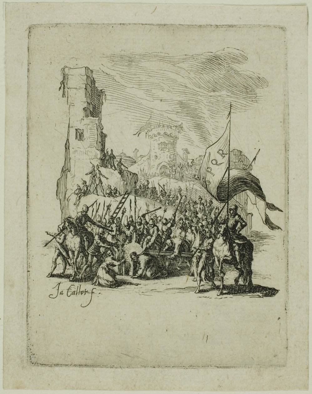 Chrystus niosący krzyż, z Małej Pasji autorstwa Jacques Callot