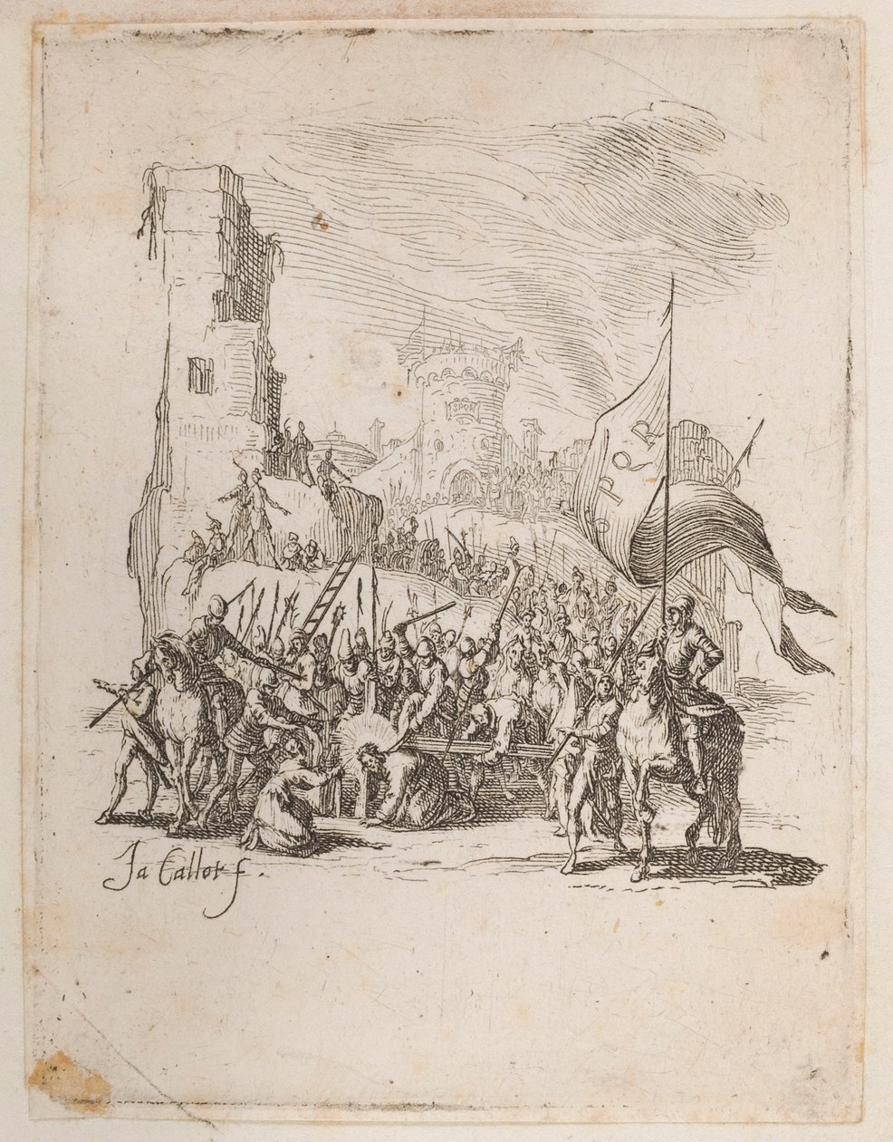 Chrystus dźwigający krzyż, nr. 10 z 11 z La Petite Passion autorstwa Jacques Callot