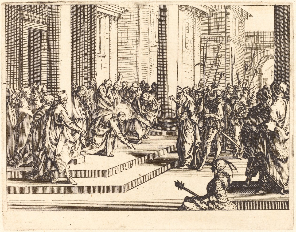 Chrystus i kobieta przyłapana na cudzołóstwie, 1635. autorstwa Jacques Callot