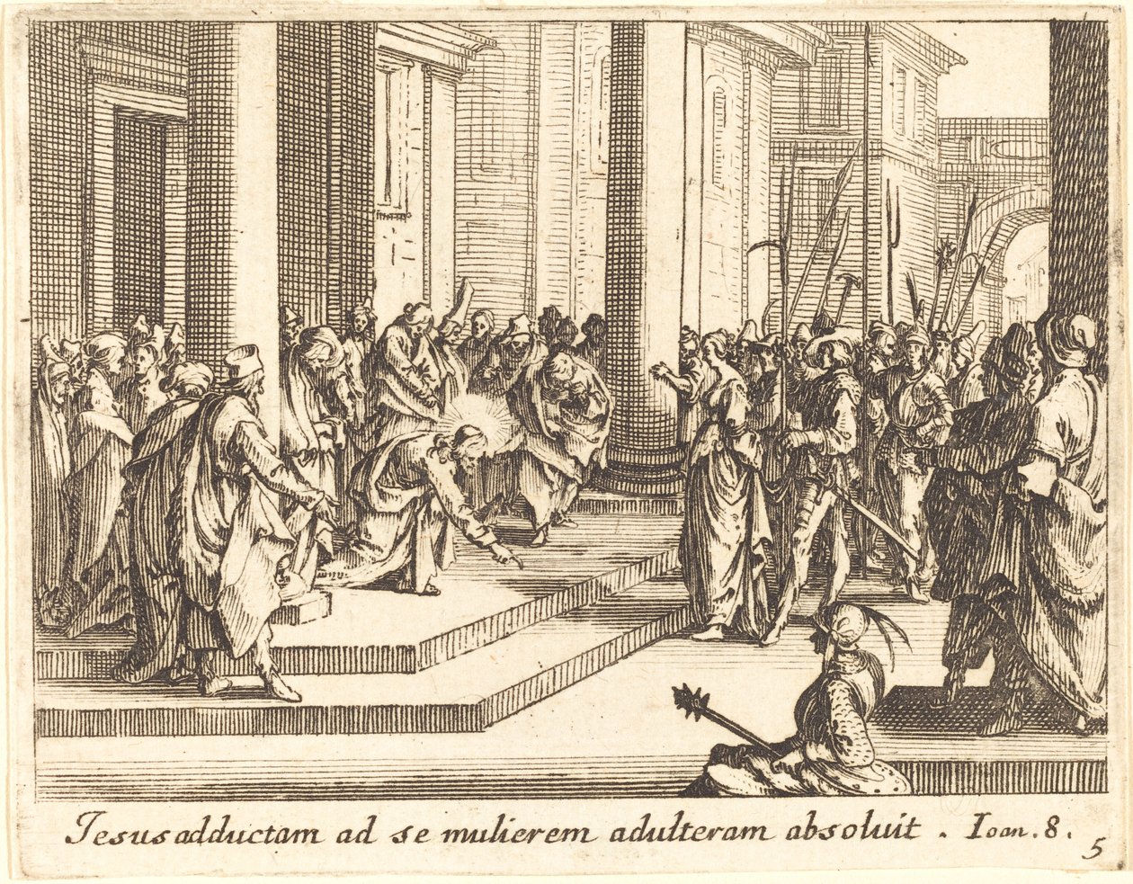 Chrystus i kobieta przyłapana na cudzołóstwie, 1635. autorstwa Jacques Callot