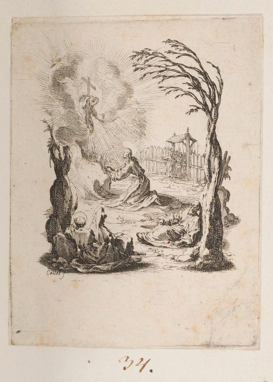 Chrystus w Ogrodzie Oliwnym, nr. 3 z 11 z La Petite Passion autorstwa Jacques Callot