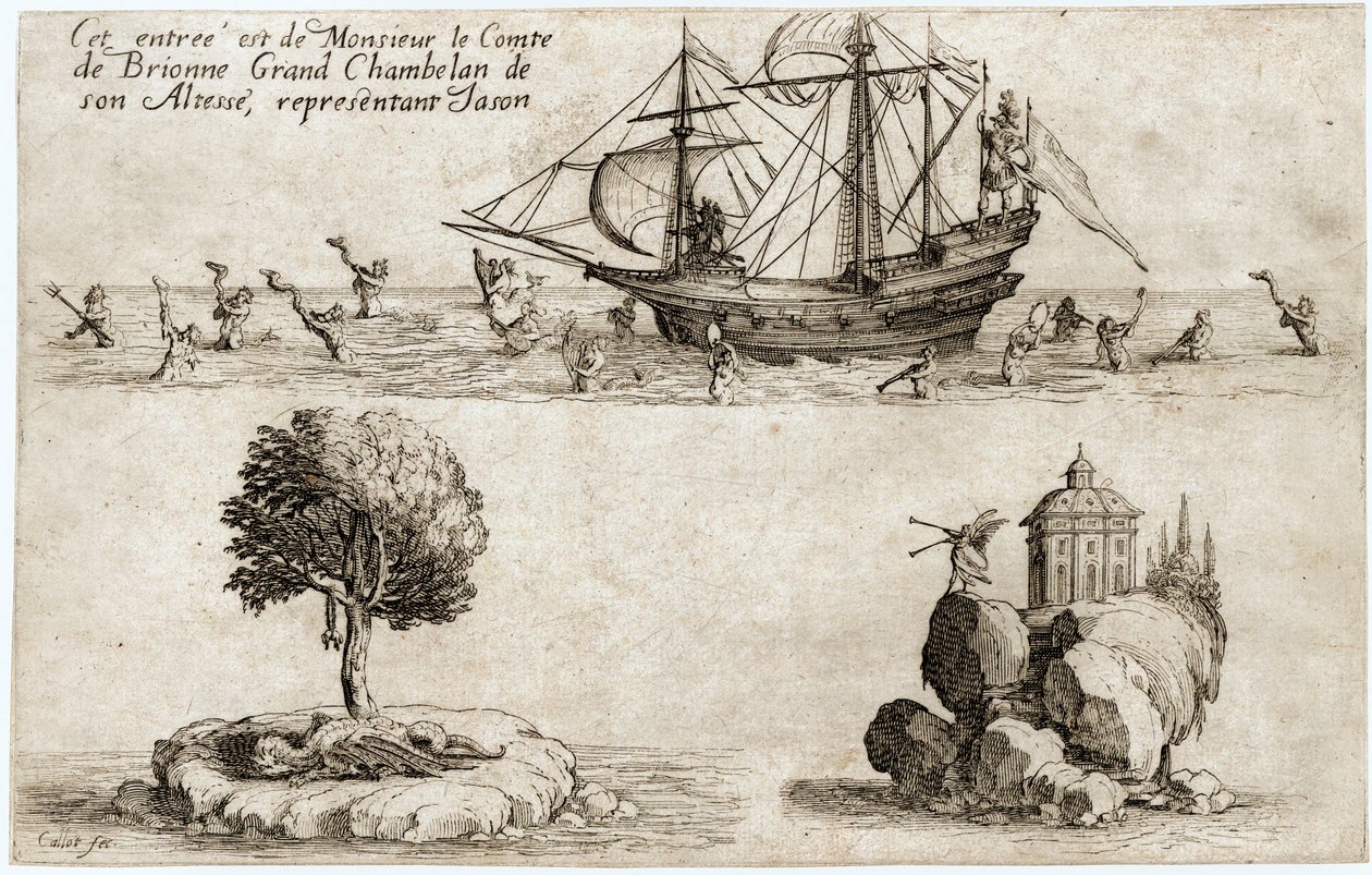 Combat a la barriere: wejście Monsieur le Comte de Brionne, Wielkiego Szambelana Jego Wysokości Karola IV Lotaryńskiego ... (rycina) autorstwa Jacques Callot