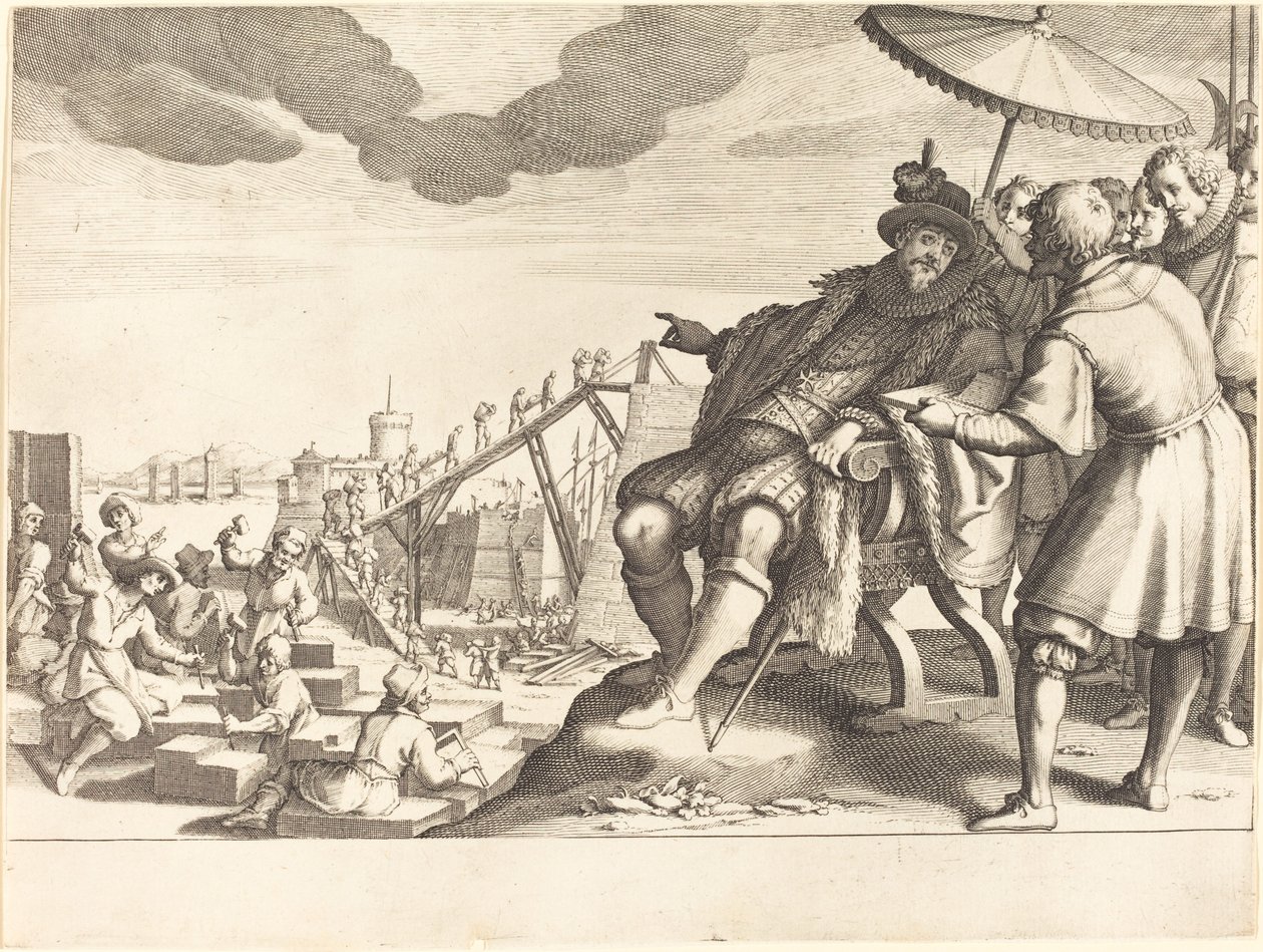Budowa i fortyfikacja portu w Livorno, ok. godz. 1614. autorstwa Jacques Callot