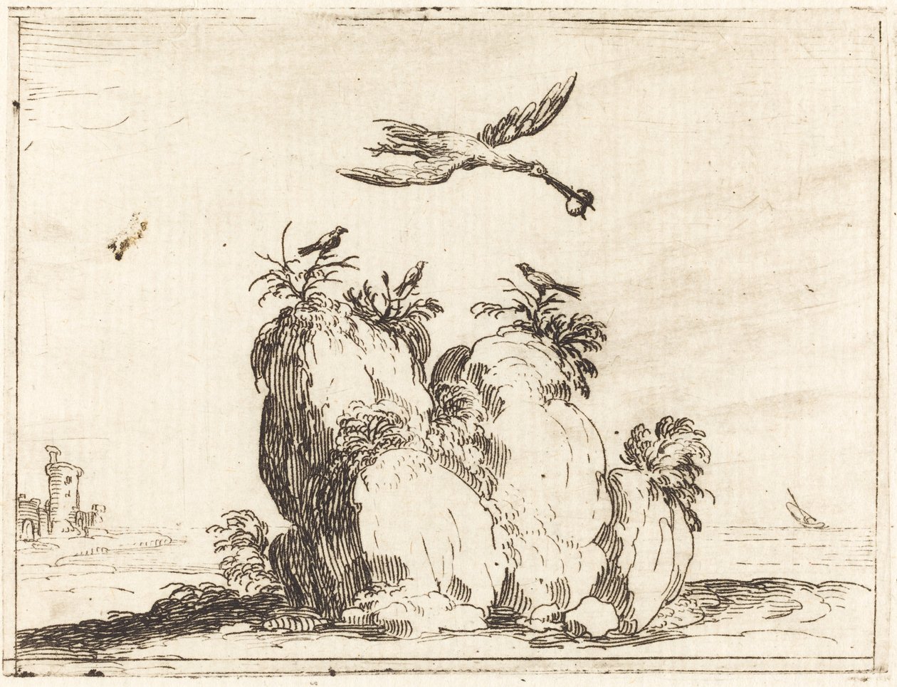 Latający żuraw autorstwa Jacques Callot