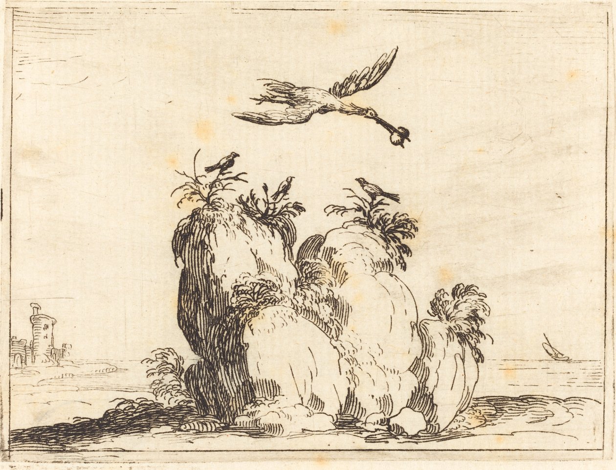 Latający żuraw autorstwa Jacques Callot