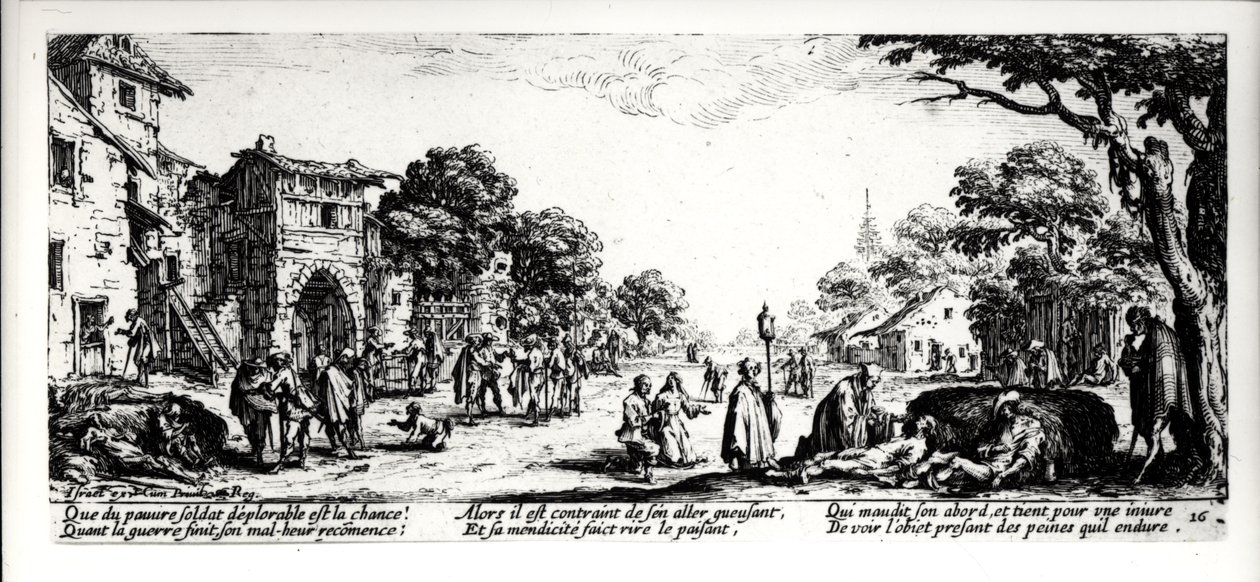 Śmierć na poboczu, tablica 16 z „Nieszczęścia i nieszczęścia wojny”, sztychowana przez Israela Henrieta (ok. 1590-1661) 1633 autorstwa Jacques Callot
