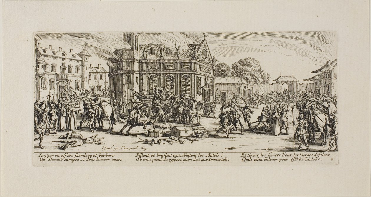 Zniszczenie klasztoru, płyta szósta z The Miseries of War autorstwa Jacques Callot