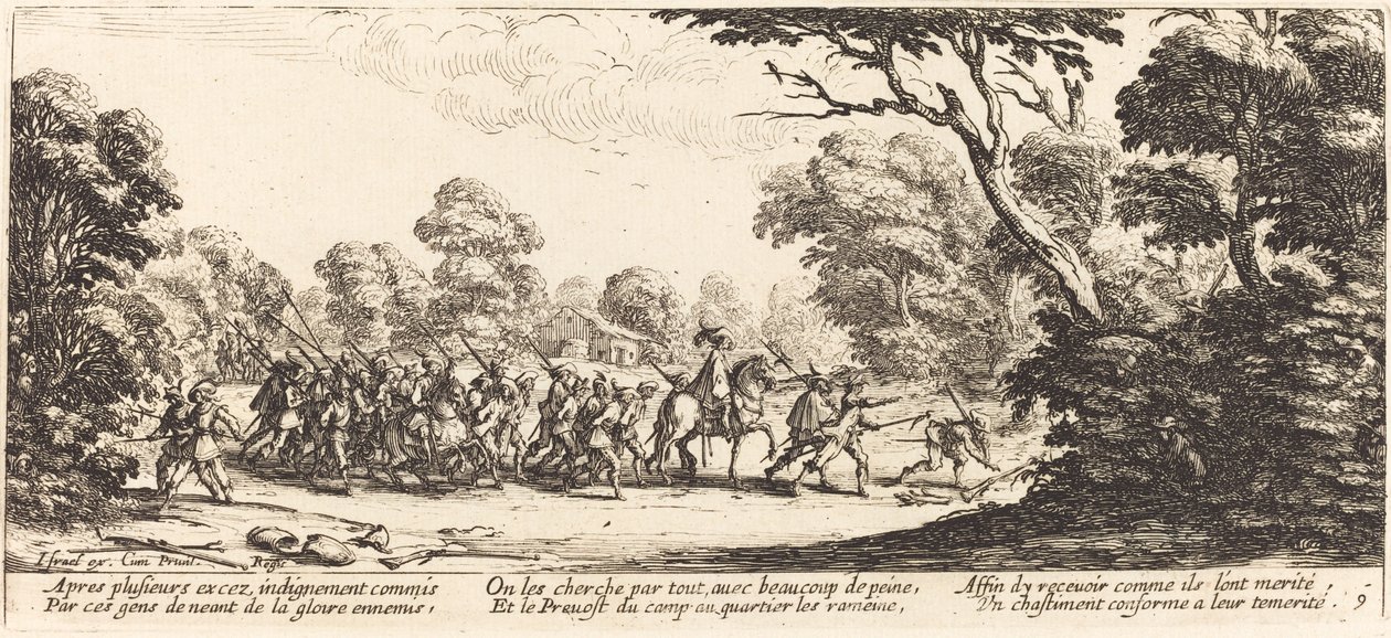 Odkrycie kryminalnych żołnierzy autorstwa Jacques Callot