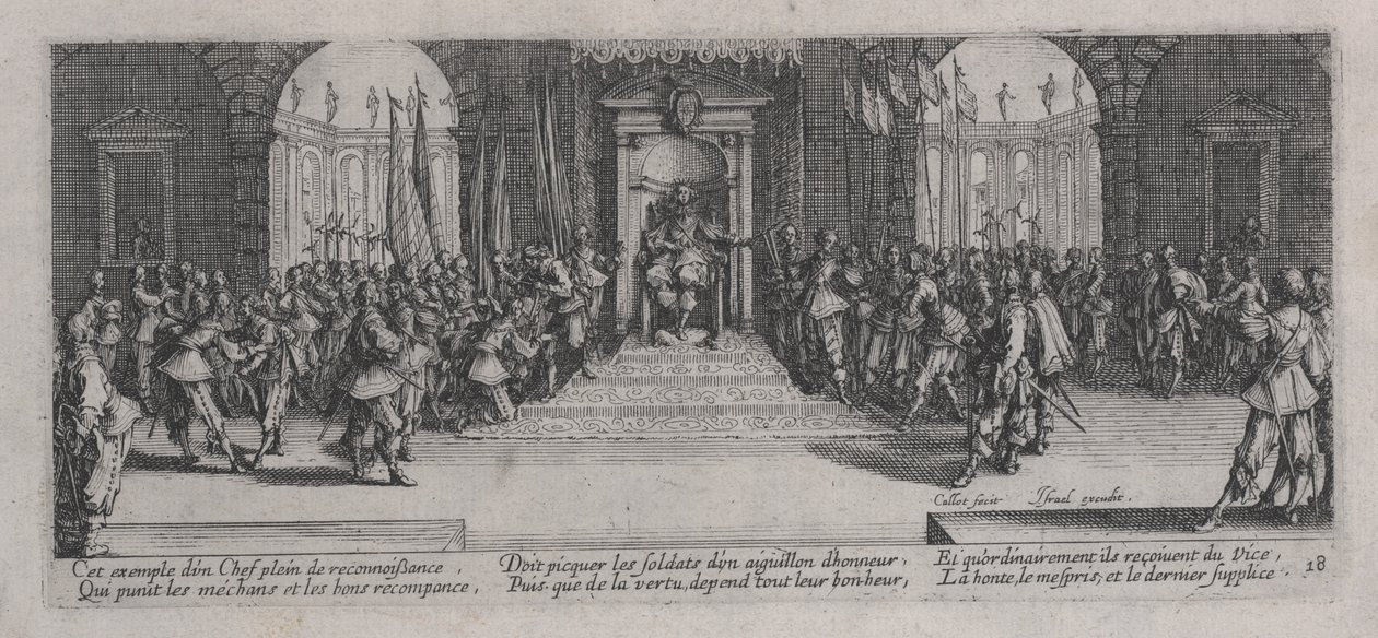 Dystrybucja nagród (Distribution des recompenses) z „Miseries of War” autorstwa Jacques Callot