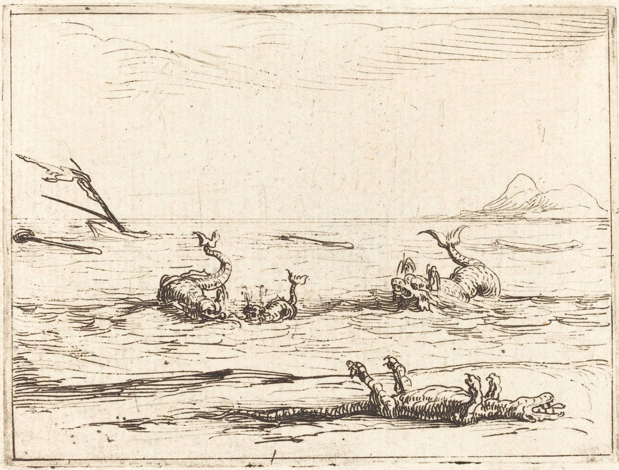 Delfiny i Krokodyl autorstwa Jacques Callot