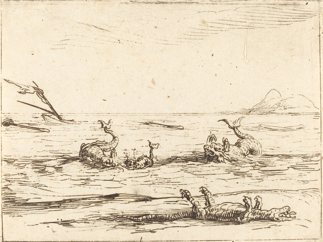 Delfiny i Krokodyl autorstwa Jacques Callot