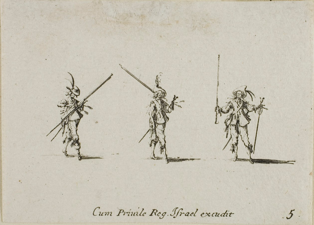 Drill with Tilted Pikes, płyta piąta z Ćwiczeń wojskowych autorstwa Jacques Callot