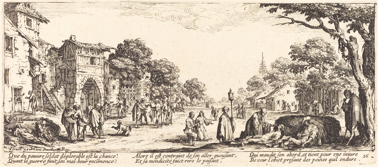 Umierający żołnierze przy drodze autorstwa Jacques Callot