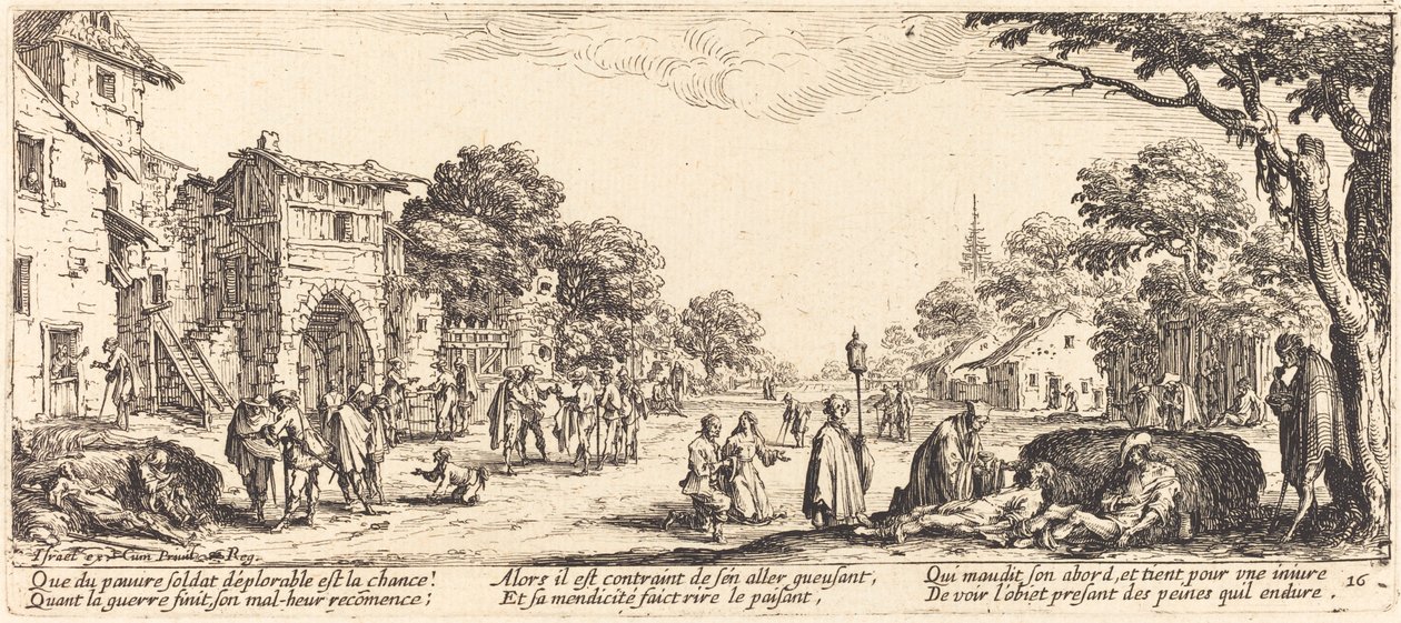 Umierający żołnierze przy drodze autorstwa Jacques Callot