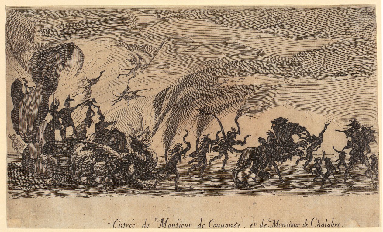 Przybycie pana de Couvonge i pana de Chalabre, strona 5 cyklu „Turniej” autorstwa Jacques Callot