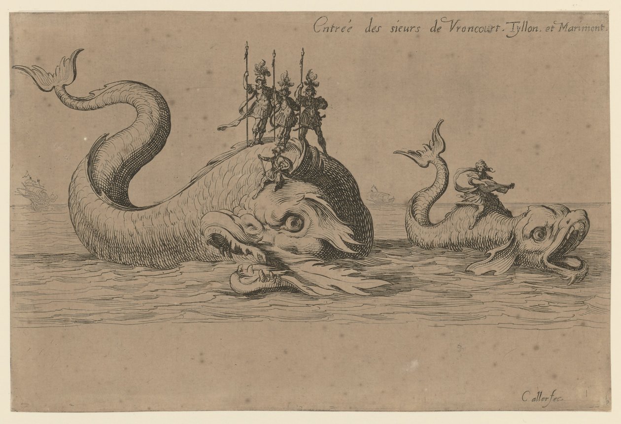 Przybycie pana de Vroncourta, Tyllona i Marimonta autorstwa Jacques Callot