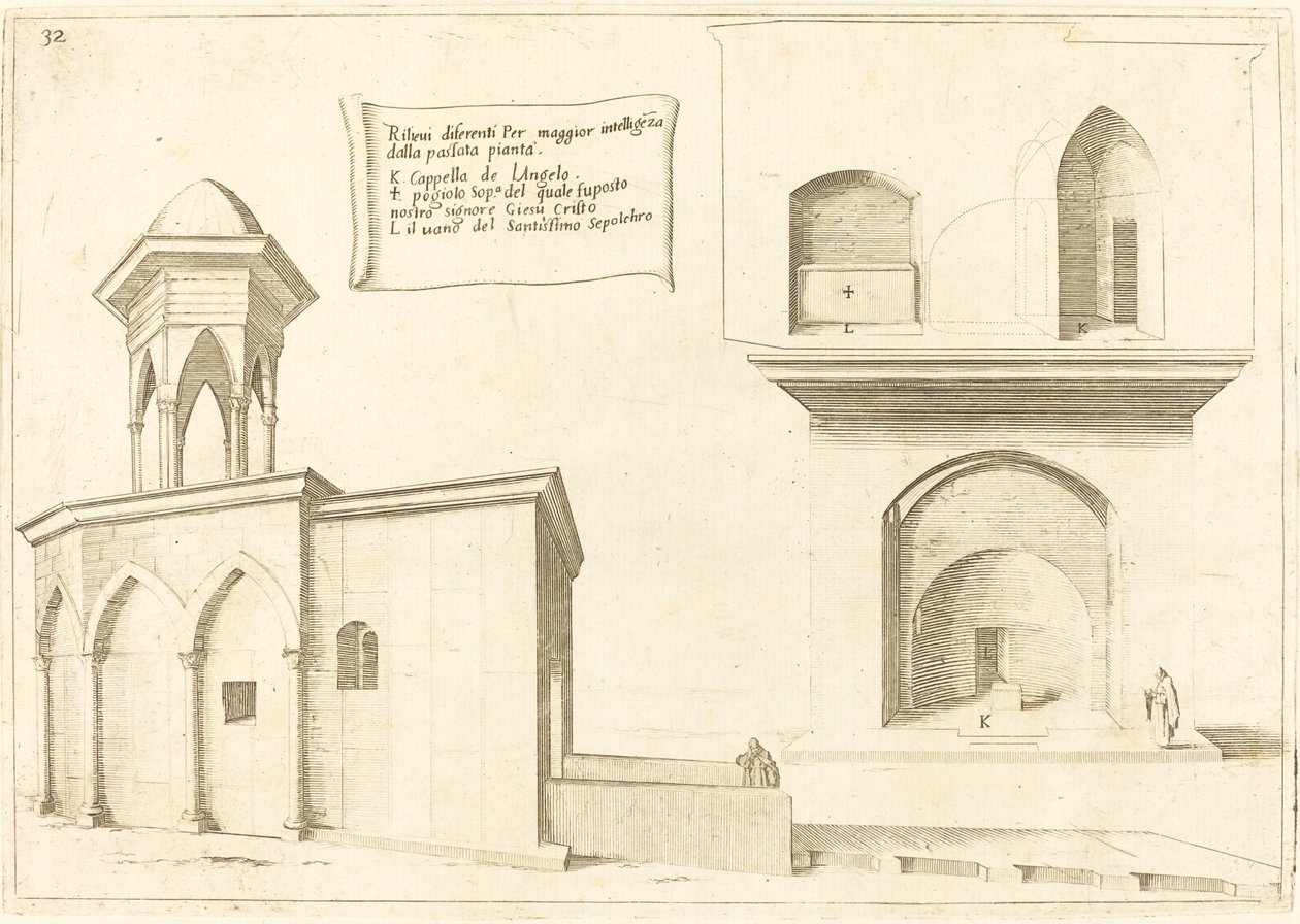 Elewacja Bazyliki Grobu Świętego, 1619 r. autorstwa Jacques Callot