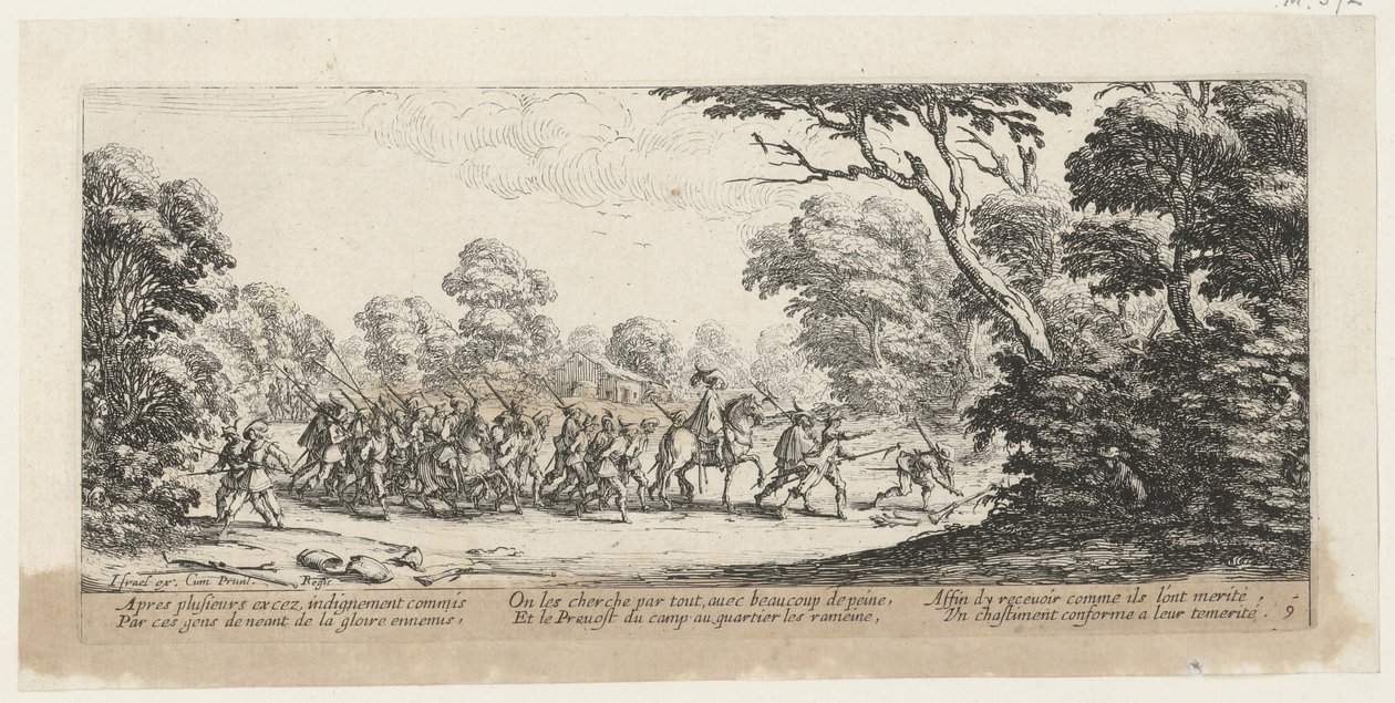 Odkrycie przestępców, strona 9 serii „Okropności wojny” autorstwa Jacques Callot