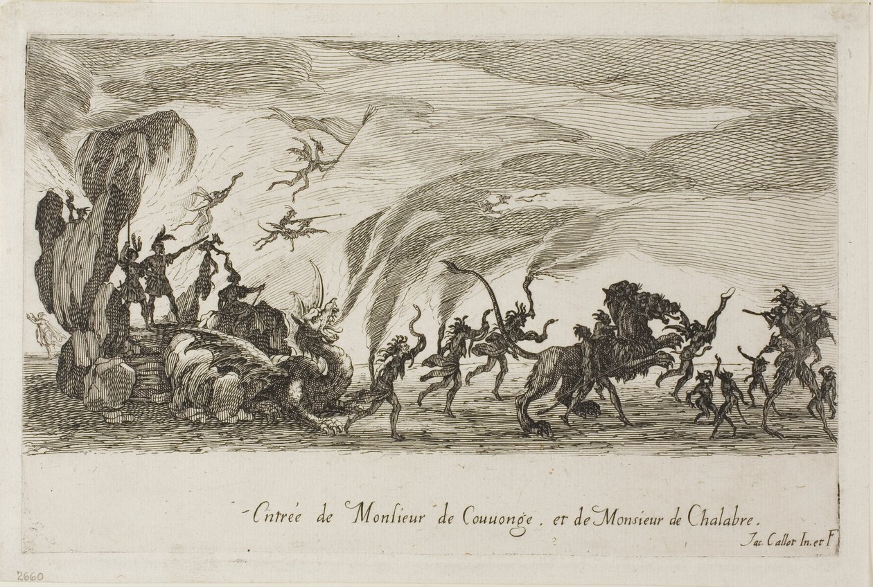 Wpis pana de Couvonage i pana de Chalabre, z „Walki pod barierą” autorstwa Jacques Callot