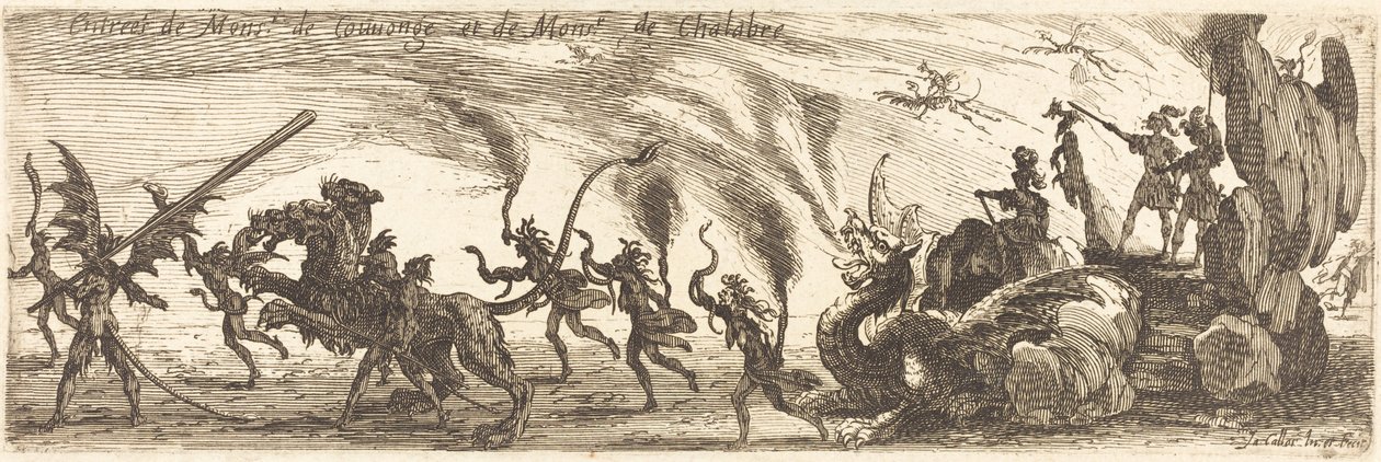Wpis M. de Couvonge i M. de Chalabre [dodatkowa tablica] autorstwa Jacques Callot