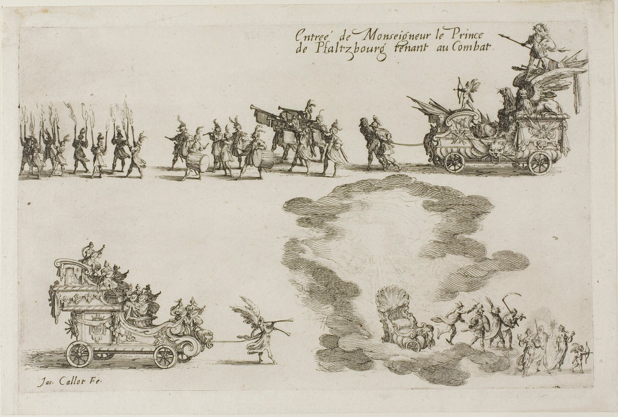 Wejście Monseigneur księcia Phalsbourg, obrońcy w walce, z bitwy pod barierą autorstwa Jacques Callot
