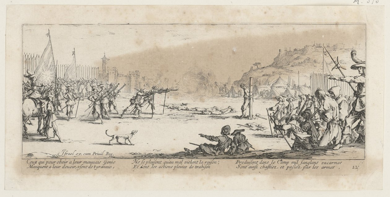Rozstrzelanie, strona 12 z serii „Okropności wojny” autorstwa Jacques Callot