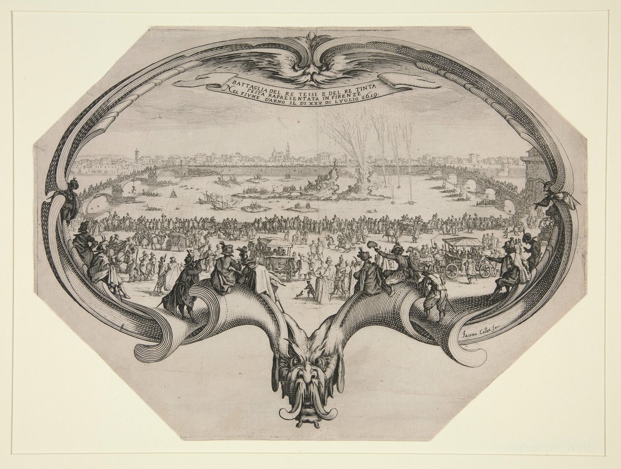 Święto farbiarzy i tkaczy Florencji, 25 lipca 1619 na Arno. autorstwa Jacques Callot