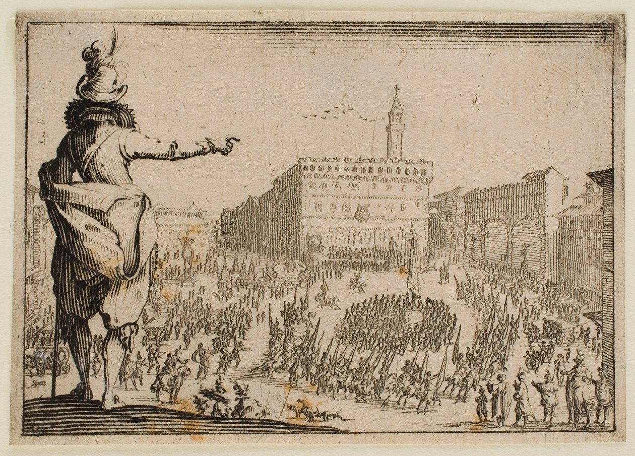 Festiwal na Piazza Signoria we Florencji, z cyklu „Kaprysy” (wydanie florenckie) autorstwa Jacques Callot
