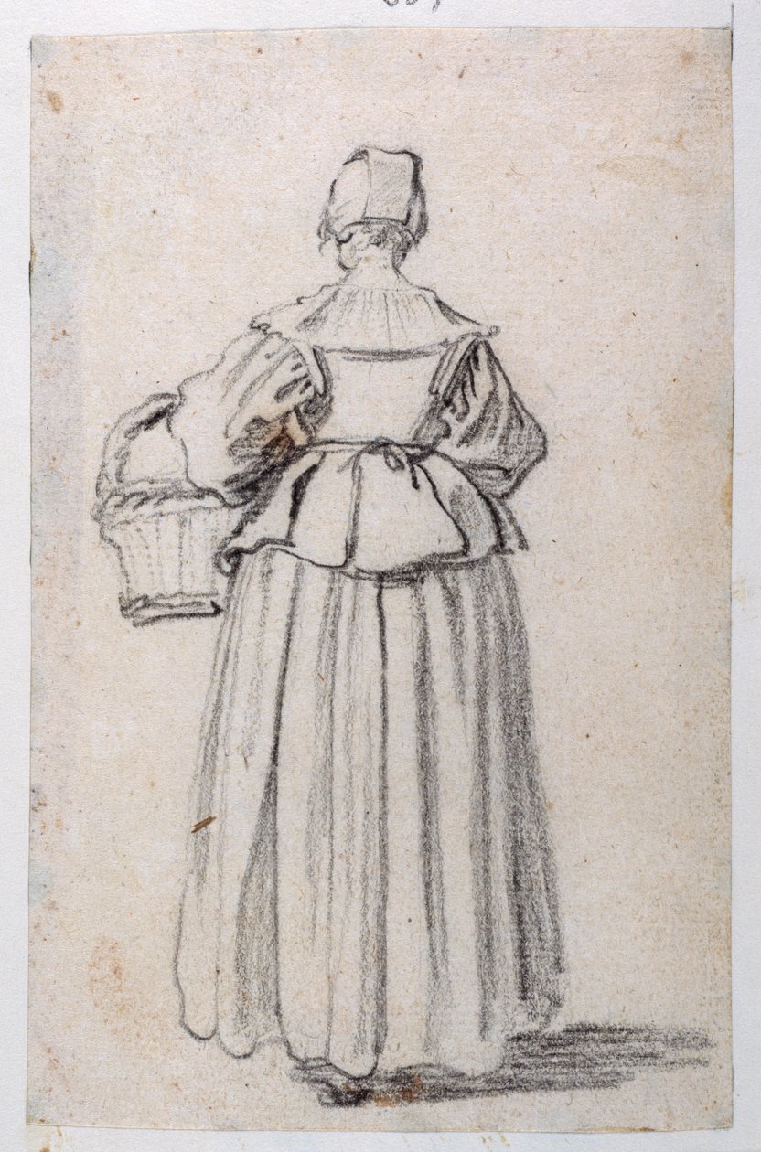 Rysunek skierowany do tyłu (czarna kreda na papierze) autorstwa Jacques Callot