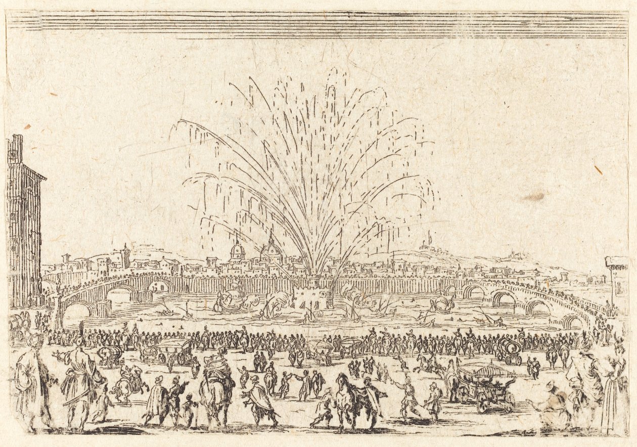 Fajerwerki na Arno, Florencja autorstwa Jacques Callot