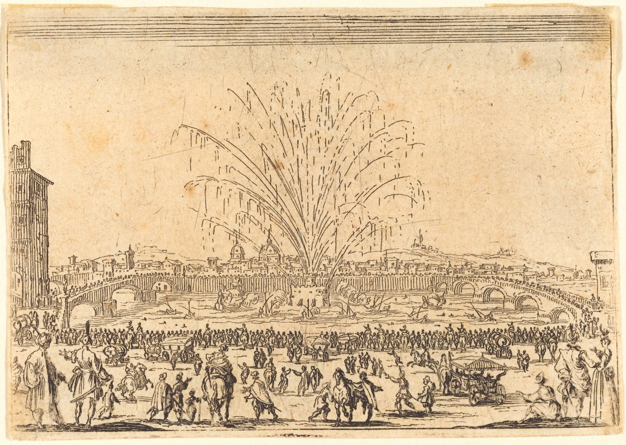 Fajerwerki na Arno, Florencja autorstwa Jacques Callot