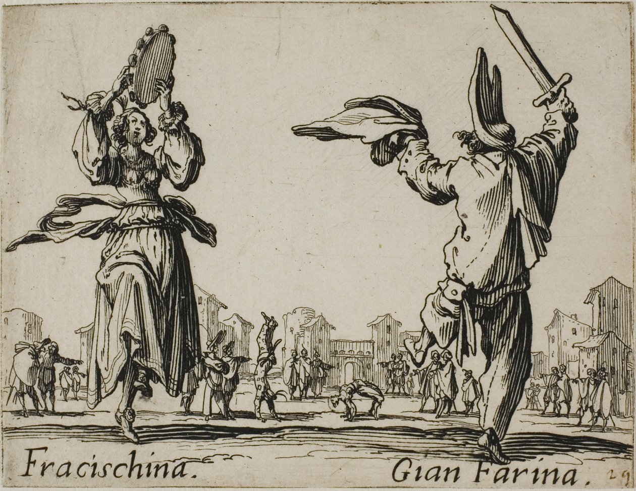 Fracischina - Gian Farina, płyta 17 z Balli di Sfessania autorstwa Jacques Callot