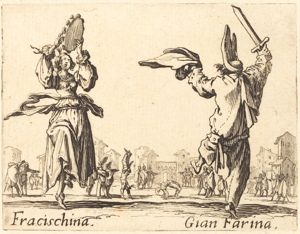 Fracischina i Gian Farina autorstwa Jacques Callot