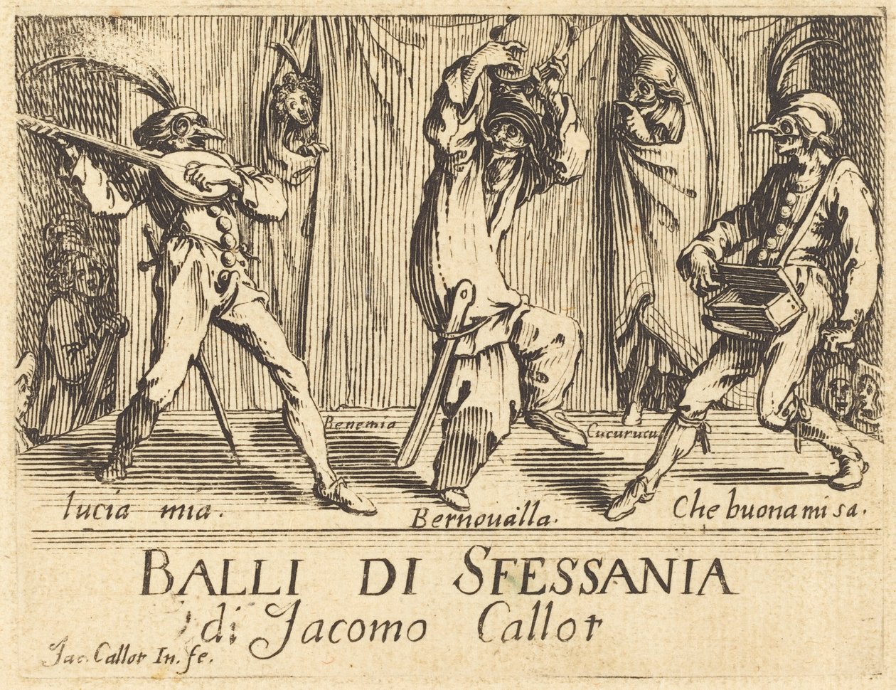 Frontyspis dla Balli di Sfessania, ok. 1900. 1622. autorstwa Jacques Callot