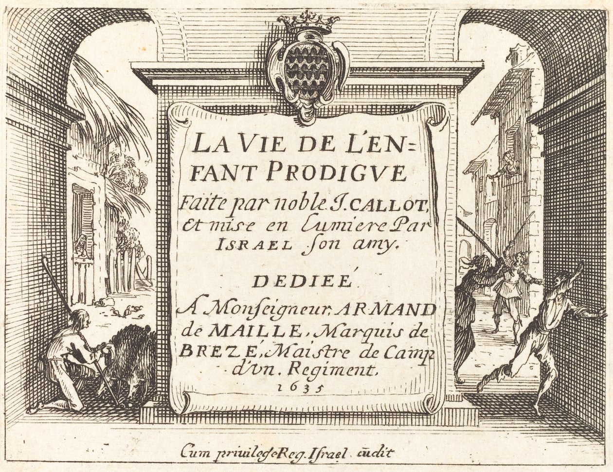 Frontyspis do syna marnotrawnego, 1635. autorstwa Jacques Callot