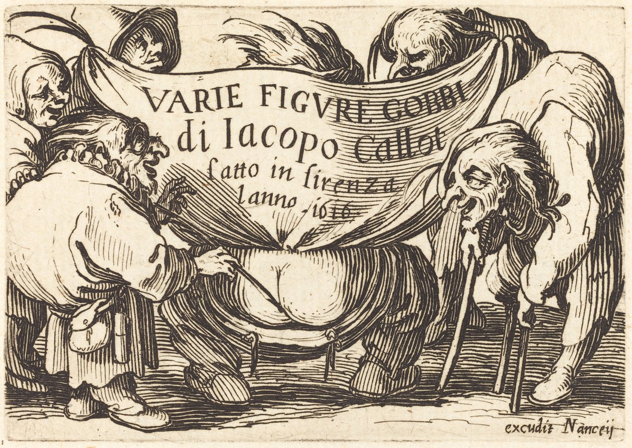 Frontyspis do „Varie Figure Gobbi” (różne figurki garbusa) autorstwa Jacques Callot
