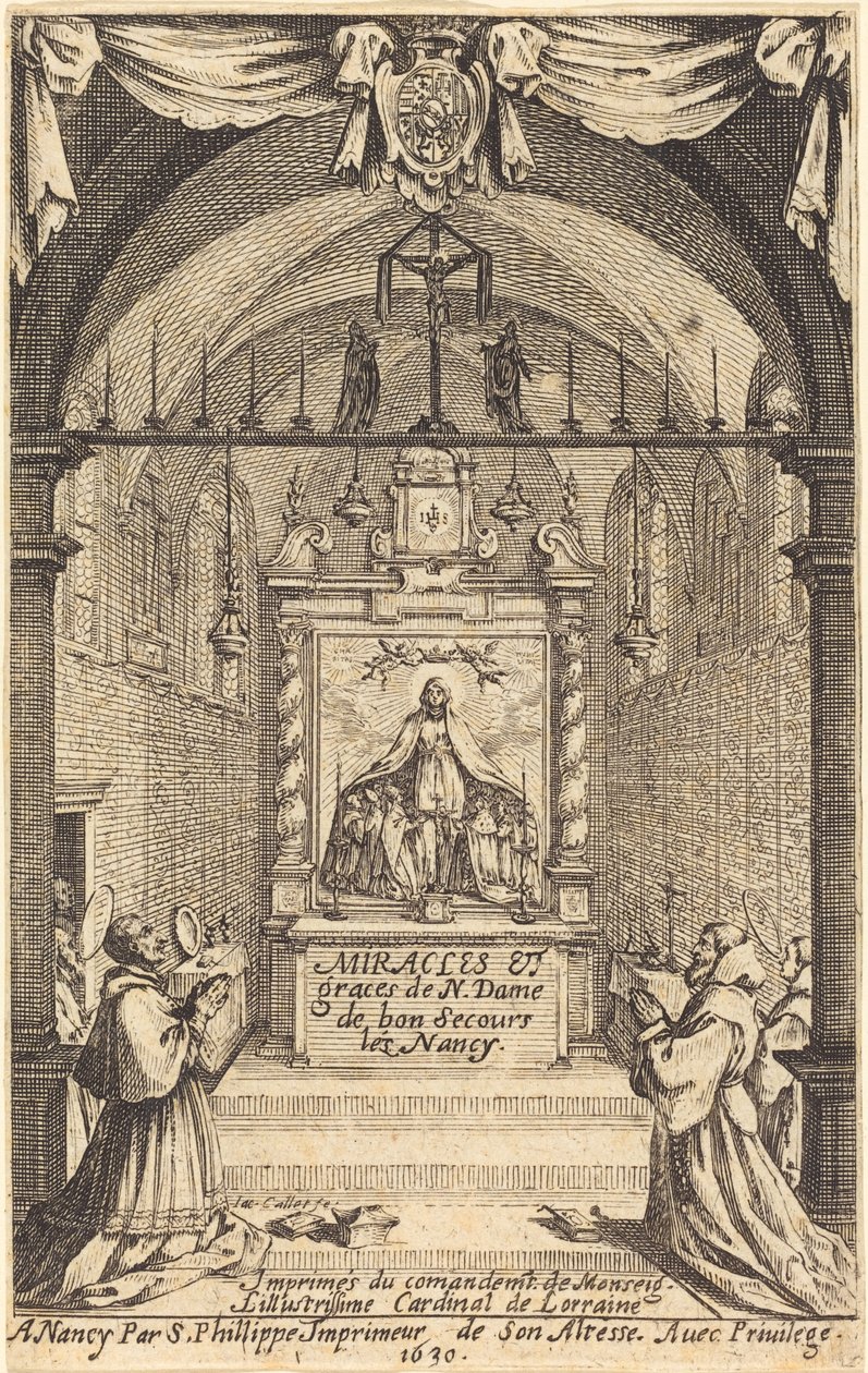 Frontyspis Cudów i Łask Matki Bożej „Bon-Secours-les-Nancy” autorstwa Jacques Callot