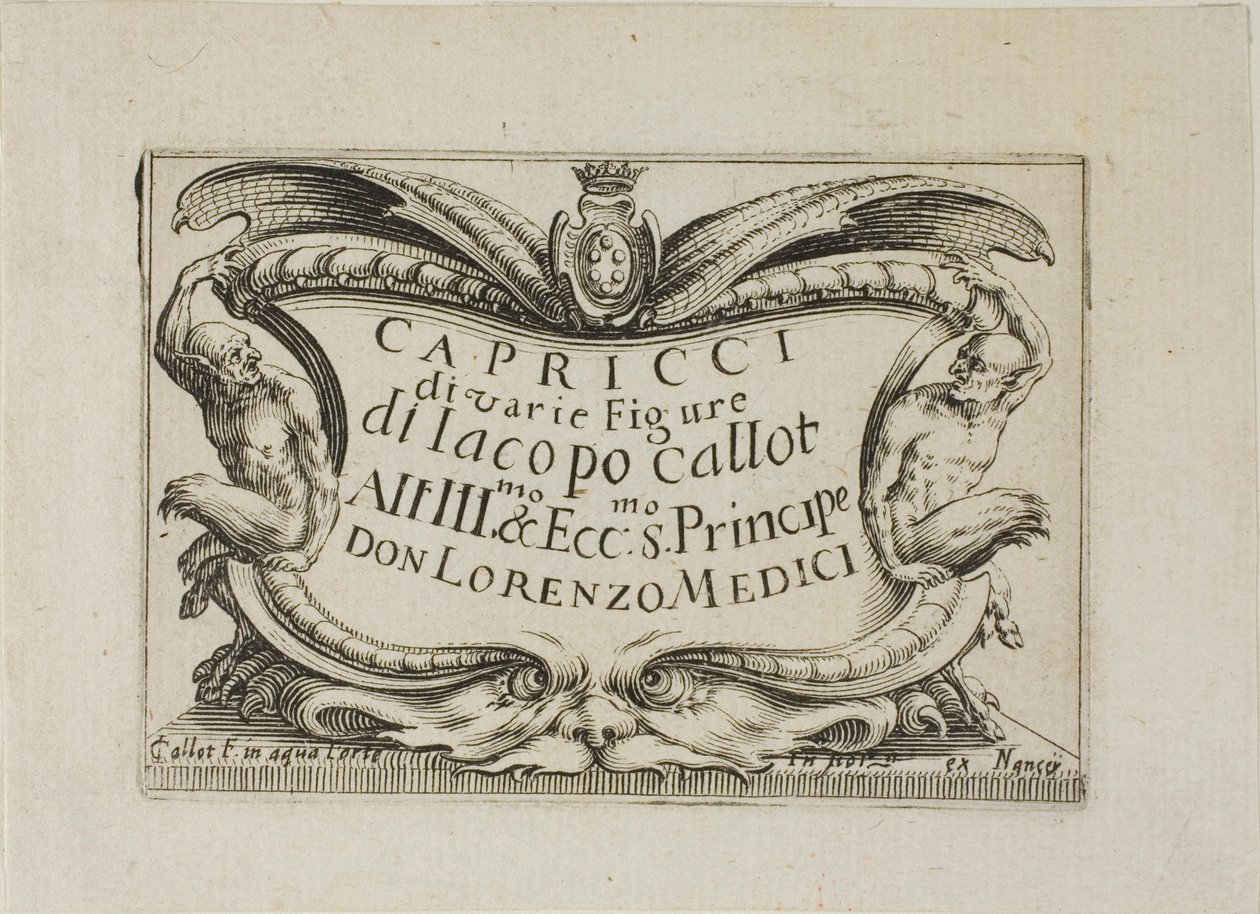 Frontispis z Kaprysów różnych postaci (Kaprysy) - Zestaw Nancy autorstwa Jacques Callot