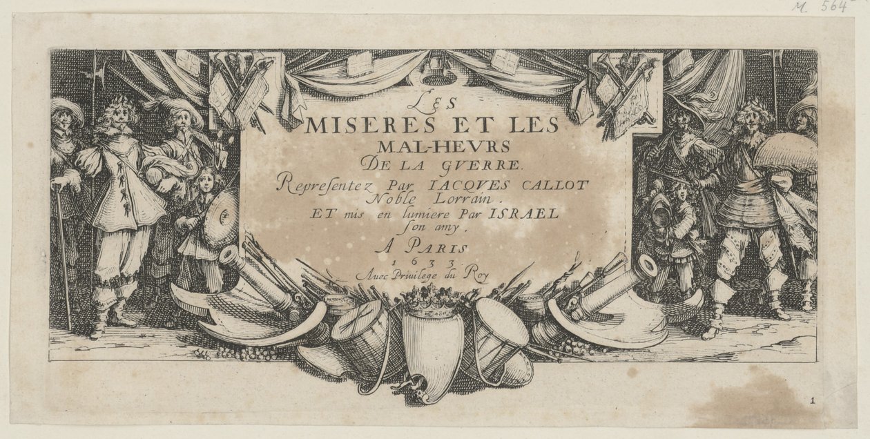 Frontispis, arkusz 1 z cyklu „Okropności wojny” autorstwa Jacques Callot