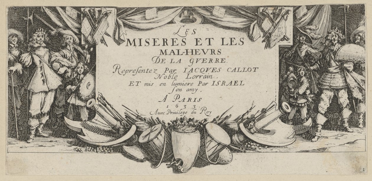 Frontispis, arkusz 1 z cyklu „Okropności wojny” autorstwa Jacques Callot
