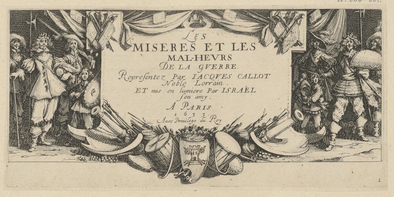 Frontispis, arkusz 1 z cyklu „Okropności wojny” autorstwa Jacques Callot